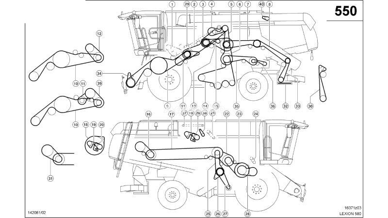 Claas Lexion 580  hububat hasat makinesi için Claas Lexion 580 PASEK KLINOWY  0006675301 (Elementy napędu) tahrik kayışı